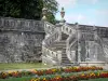 Castillo de Valençay - Escalera y el jardín arriate de la Duquesa