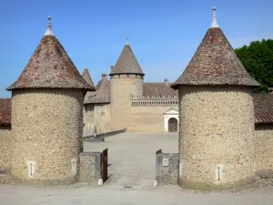 Castillo de Virieu - Las torres de entrada, estación de servicio y fortaleza medieval