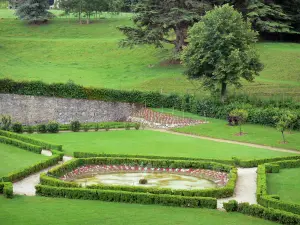 Castillo de Virieu - Con vistas a la cuenca de agua y las plazas verdes de jardines a la francesa