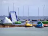 Cazaux and Sanguinet lake - Inflatable structures of Aquapark water park in Port Maguide, in the town of Biscarrosse