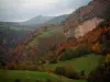 Chablais - Hills, pastos, bosques y casas en los colores del otoño