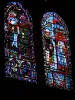 Chartres - Inside of the Notre-Dame cathedral (Gothic building): stained glass windows