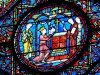 Chartres - Inside of the Notre-Dame cathedral (Gothic building): stained glass window