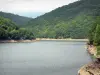 Chastang大坝 - 大坝上游的水库，在多尔多涅河的峡谷