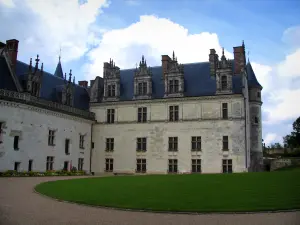 Château d'Amboise - Royal castle (lodging houses) and clouds in the blue sky