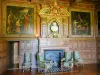 Château d'Ancy-le-Franc - Intérieur du palais Renaissance : cheminée et peintures de la chambre de Judith