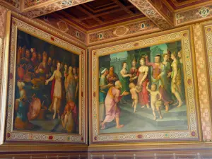 Château d'Ancy-le-Franc - Intérieur du palais Renaissance : peintures de la chambre de Judith