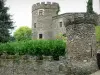Château de Chouvigny - Tours crénelées du château fort médiéval ; dans le val de Sioule (gorges de la Sioule)