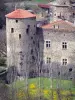 Château de Saint-Vidal - Tour ronde et façade de la forteresse médiévale