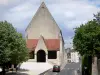 Châteauroux - Voormalige Franciscaner klooster huizen tijdelijke tentoonstellingen, straat bomen en de oude stad