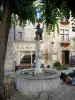 Châtillon-en-Diois - Renaissance facade of the town hall, fountain in the Place du Reviron and reconstruction of a cycle store during the filming of the film Knock