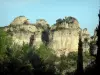 Circo de Mourèze - Circo dolomítico: rochas (rocha), árvores e arbustos