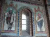 Civray - Binnen in de kerk Saint-Nicolas: muurschilderingen