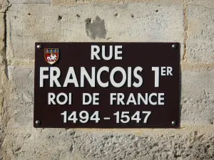 Cognac - Strassenschild der Strasse François Ier (Franz der Erste)