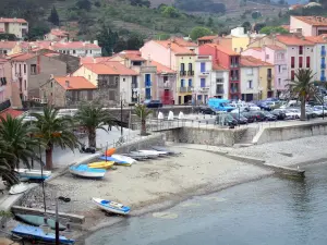 Collioure - Vermilion coast: beach and colorful facades of Collioure