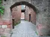 Collonges-ла-Руж - Плоская дверь и каменные фасады средневековой деревни