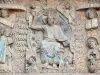 Conques - Portail occidental de l'abbatiale romane Sainte-Foy : détail du tympan du Jugement dernier