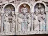 Conques - Portail occidental de l'abbatiale romane Sainte-Foy : détail du tympan du Jugement dernier