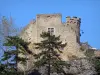 Crémieu - Château Delphinal (château fort) situé sur la colline Saint-Laurent et arbres