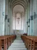 Cunault - Inside of the Notre-Dame de Cunault priory church of Romanesque style: nave