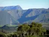 Departementale weg Route du Volcan - Mening van de Grote Bénare en effen kaffers