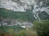 Desfiladeiro de Verdon - Parque Natural Regional de Verdon: vista da vegetação, das árvores, das faces rochosas e da confluência (Mescla) de Verdon e Artuby (rios)