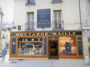 Dijon - Schaufenster des Ladens Senf Maille, Rue de la Liberté