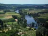 Domme - Von der Bastide aus, Blick auf das Tal der Dordogne, im Périgord