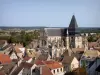 Donjon van Houdan - Uitzicht op de kerk Saint-Jacques-le-Majeur-et-Saint-Christophe en de huizen van de stad vanaf de top van de donjon