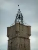 Draguignan - Horloge tower with bartizans and forged iron bell tower