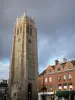 Dunkirk - Bell tower, houses of the city and stormy sky