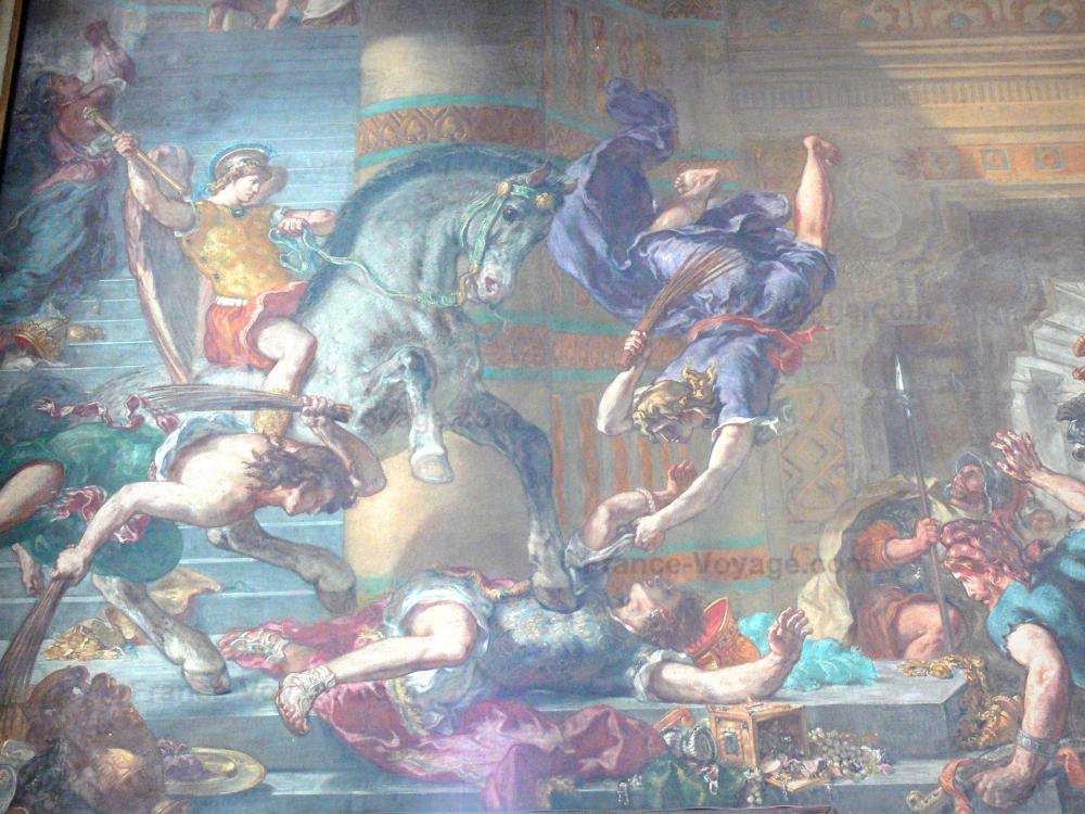 Église Saint-Sulpice - Intérieur de l'église : Héliodore chassé du temple, peinture d'Eugène Delacroix dans la chapelle des Saints-Anges