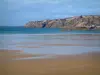 Erquy - Sandy beach, the Channel (sea) and cliffs of the Erquy cape