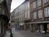 Figeac - Rua, lojas e casas da cidade velha, em Quercy