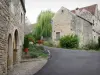 Flavigny-sur-Ozerain - Gevels van stenen huizen in het dorp