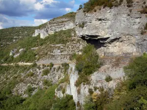 Gargantas del Aveyron - Paredes de roca (acantilados de piedra caliza) y la Route des Gorges