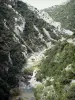 Gargantas de Galamus - Agly rio fluindo no fundo dos desfiladeiros