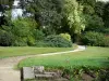 Gärten des Schlosses von Fontainebleau - Englischer Garten: Allee gesäumt von Rasen, Sträuchern und Bäumen