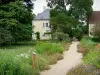 George Sand's house - George Sand's domain (château de Nohant): garden and George Sand's house in the background; in the town of Nohant-Vic