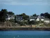 Golfo de Morbihan - Los árboles y las casas con vistas al mar