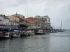 O Grau-du-Roi - Porto de pesca, barcos de pesca, Colbert wharf, lojas, casas e edifícios