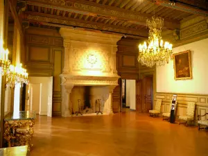 Grignan castle - Inside the castle: monumental fireplace in the King's room