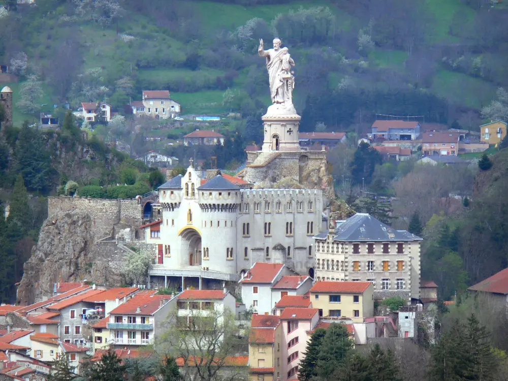 Guide of the Haute-Loire - Haute-Loire landscapes - Sanctuary of Saint-Joseph-de-Bon-Espoir in Espaly, in the town of Espaly-Saint-Marcel: basilica and monumental statue of Saint Joseph