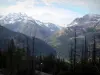 Hautes-Alpes的风景 - 山的看法与多雪的山峰的