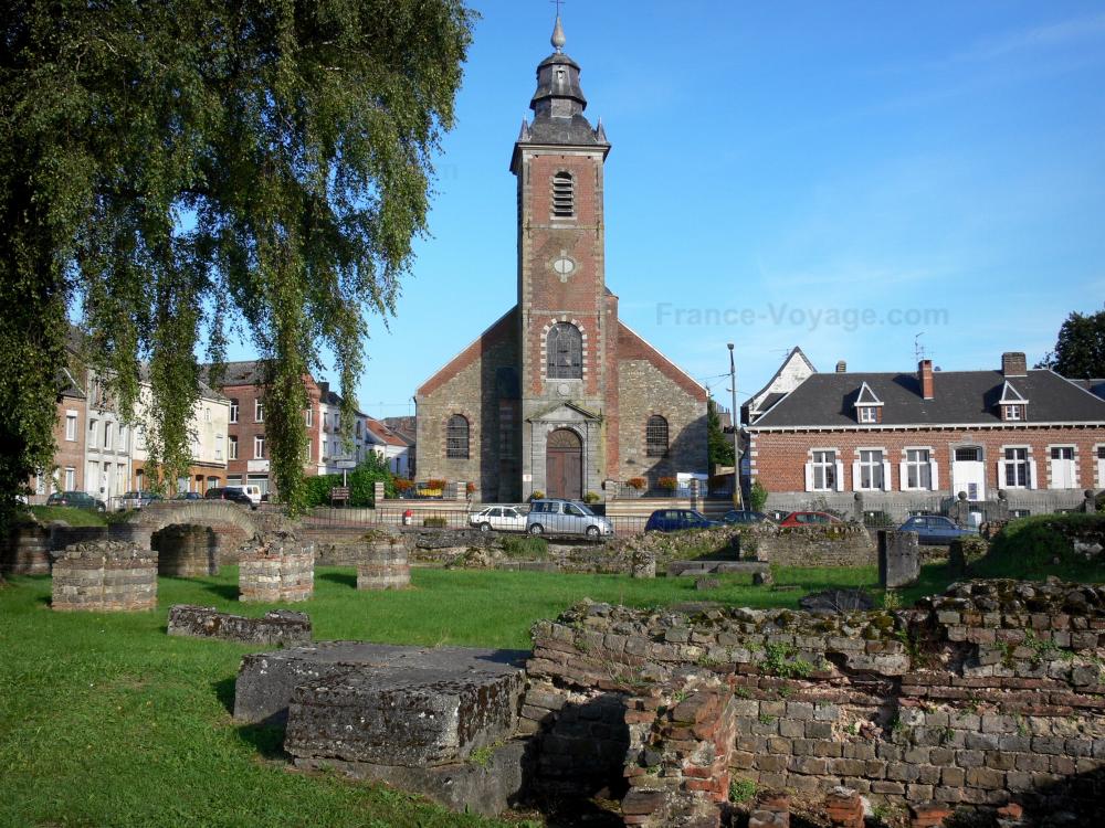 Guide des Hauts-de-France - Bavay - Église, maisons et site archéologique (vestiges romains) ; dans le Parc Naturel Régional de l'Avesnois