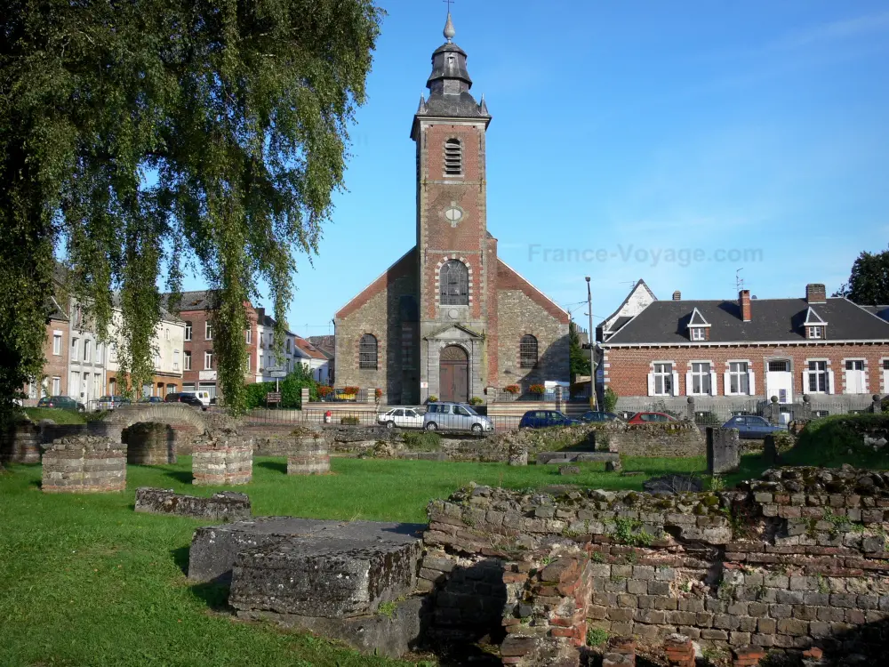 Guide of Hauts-de-France - Bavay - Church, houses and archeological site (Roman remains); in the Avesnois Regional Nature Park