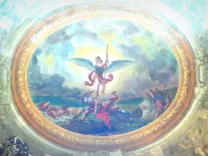 Igreja Saint-Sulpice - Interior da igreja: São Miguel matando o dragão, pintura de Eugène Delacroix na capela dos santos-anjos