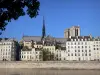Île de la Cité - Vue sur la cathédrale Notre-Dame et les façades d'immeubles de l'île de la Cité