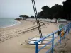 Isla de Noirmoutier - Señoras playa con catamaranes en la arena, cabañas de madera y de la silla
