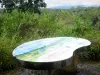 Jardin d'eau de Blonzac - Table d'orientation dans un cadre de verdure